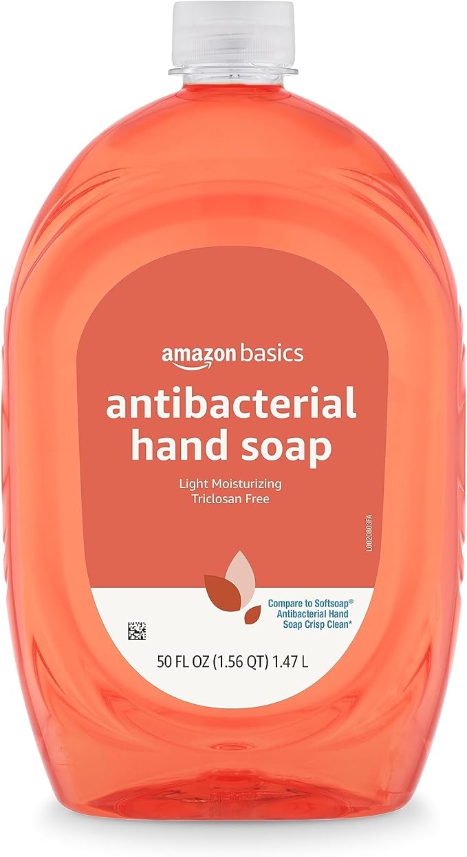 Amazon Basics Liquid Hand Soap Refill, Light Moisturizing, Triclosan-Free, Dermatologist-Tested, pH Balanced, Citrus, 50 Fl Oz (Previously Solimo) (Pack of 4)