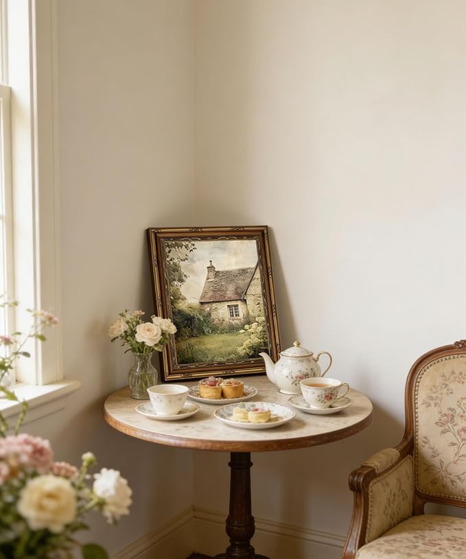 Gold Framed Wall Art Vintage Farmhouse Wall Art Rustic Cottagecore Wall Decor Picture Summer Countryside Nature English Landscape Poster Print Artwork for Living Room Bedroom 9x11in