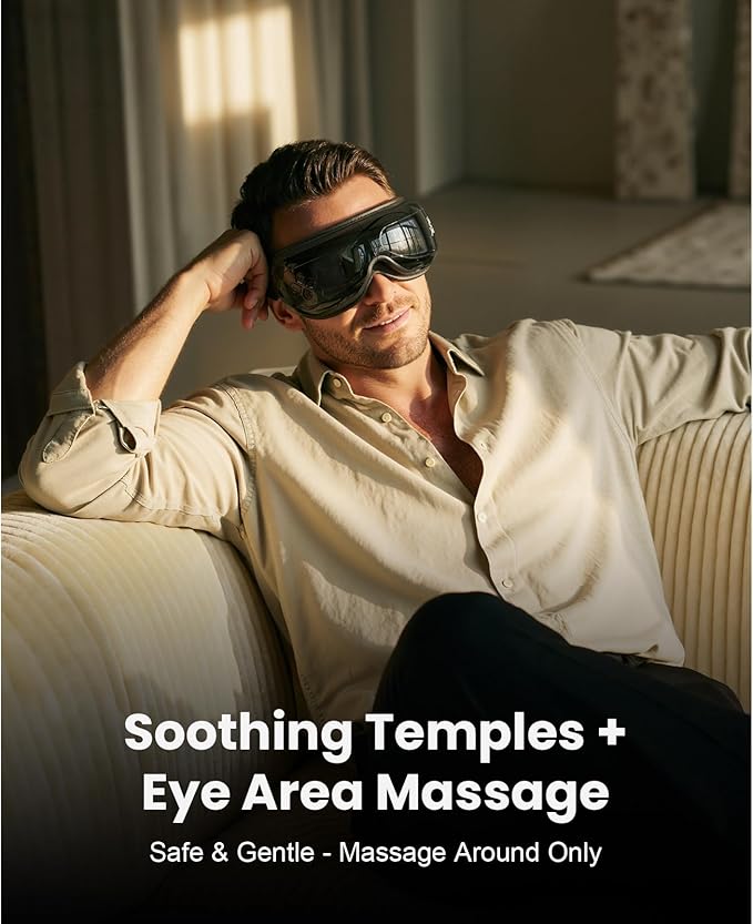 BOB AND BRAD Heated Eye Massager with Remote Control - EyeOasis 2 Plus for Migraines & Dry Eye Relief - Electric Eye Mask with Compression & Music - FSA Eligible Christmas Gifts for Women Men Mom Dad