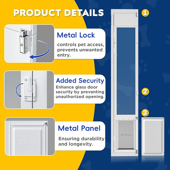 Large Dog Door for Sliding Glass Door,Openable Pet Door for Sliding Glass Doors, All-Metal Framed & Panel & Lock, Adjustable 75 7/8" to 81" Slider Height -Large