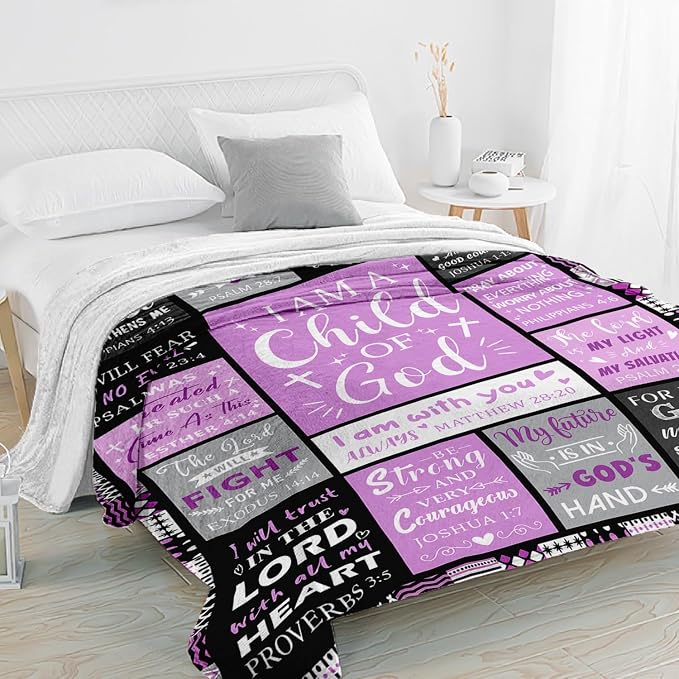 Christian Gifts for Women, Baptism Gifts for Girl, Christian Blanket | Religious Catholic & Communion Confirmation Gift for Teen Girls Daughter Granddaughter, I Am a Child of God Blanket 60"x80"