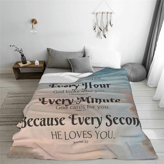 QETXVI Bible Verse Blanket with Inspirational Thoughts and Prayers- Religious Throw Blanket Soft Lightweight Cozy Plush Warm Blankets for Women Men Gift 60"X 80"
