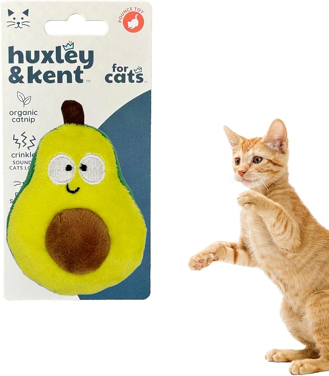 Huxley & Kent Plush Crinkle Catnip Cat Toy, Avocado, Small