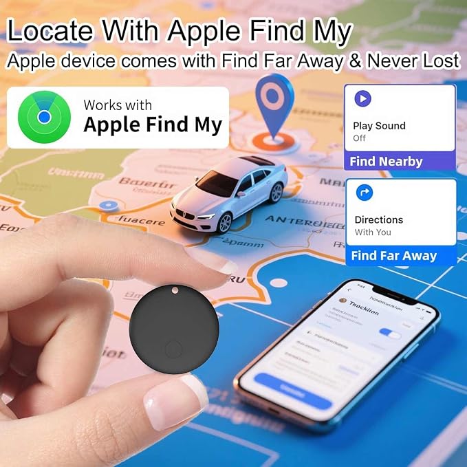 Mini GPS Tracker for Vehicles Compatible with Find My (iOS Only), 2 Pack | Hidden Tracking Device for Vehicles, Car Tracker No Subscription, Vehicle Tracker with Audio for Kid, Pet, Key, Luggage, Bag