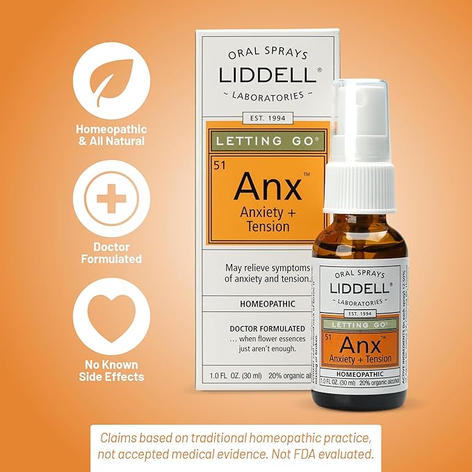 Liddell Letting Go - Homeopathic Remedies - Oral Spray for Symptoms of Anxiousness, Stress and Restlessness - Natural Calm Spray - 1.0 fl. Oz.