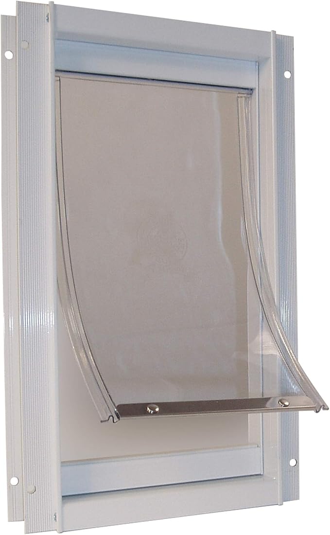 Ideal Pet Products Deluxe Aluminum Pet Door | Telescoping Frame, Extra Large, 10.5" x 15" Flap Size, White