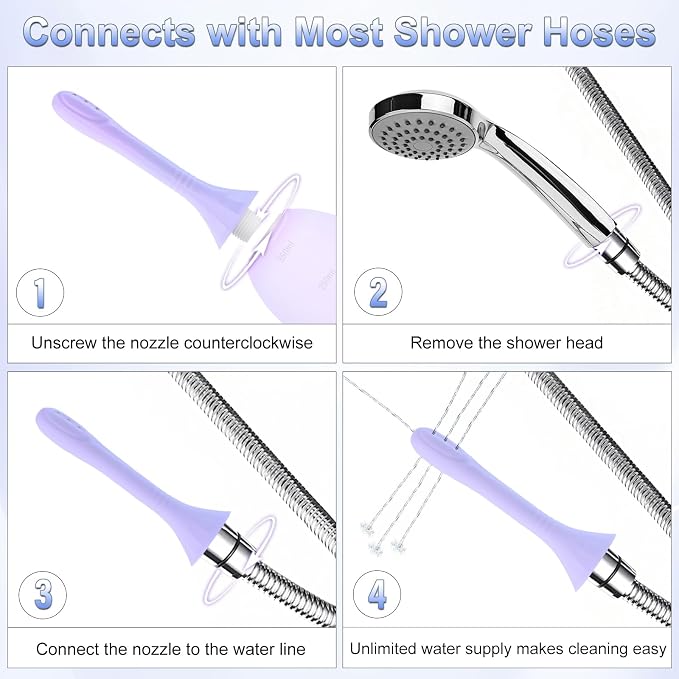 Enema Bulb Douches Anal Cleanse - Enema Product with Bendable Silicone Nozzles for Men Women, Shower Douche Anti Backflow Enema Kit with Lube, Anal Cleansing Feminine Care Douche Bottles
