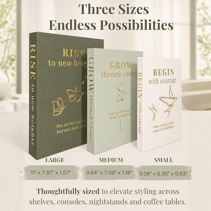 Decorative Books for Home Decor | Elevate your Bookshelf Decor with Coffee Table Books (Fake Books Set of 3) | Faux Books for Decoration | Hollow Book Box with Hidden Storage | Decorative Storage Box