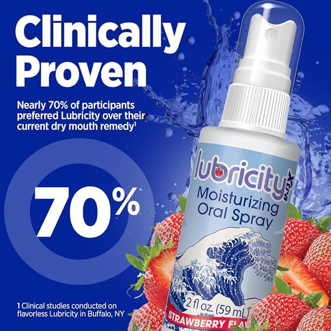 Lubricity Xtra Dry Mouth Spray - Advanced Formula - Hyaluronic Acid and Xylitol, Saliva Substitute Moisturizing Oral Spray, The Most Satisfactory Solution in Dry Mouth Products (2 Fl. Oz., Strawberry)