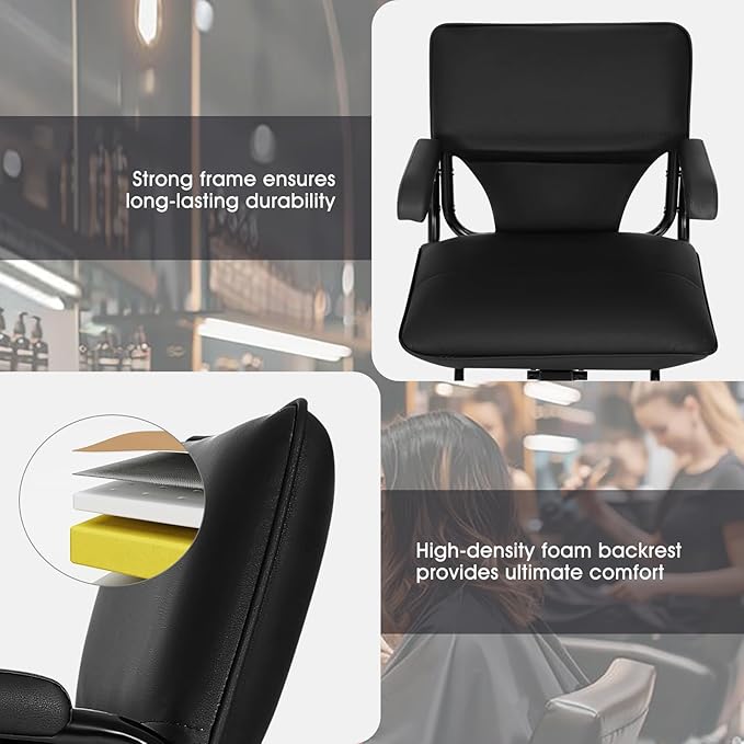 Artist hand Barber Salon Chair for Hair Stylist, Hair Styling Hairdressing Chair with Black Base with Hydraulic Pump 360 Degree Swivel, Beauty Salon Equipment, Max Load 330 LBS