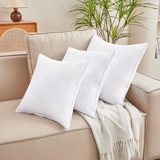 Qeils 22 x 22 Pillow Inserts Set of 2 White Throw Pillow Inserts with Soft Polyester Cover - Rectangle Square Interior Sofa Pillow Inserts Decorative Pillow Insert White Couch Pillow