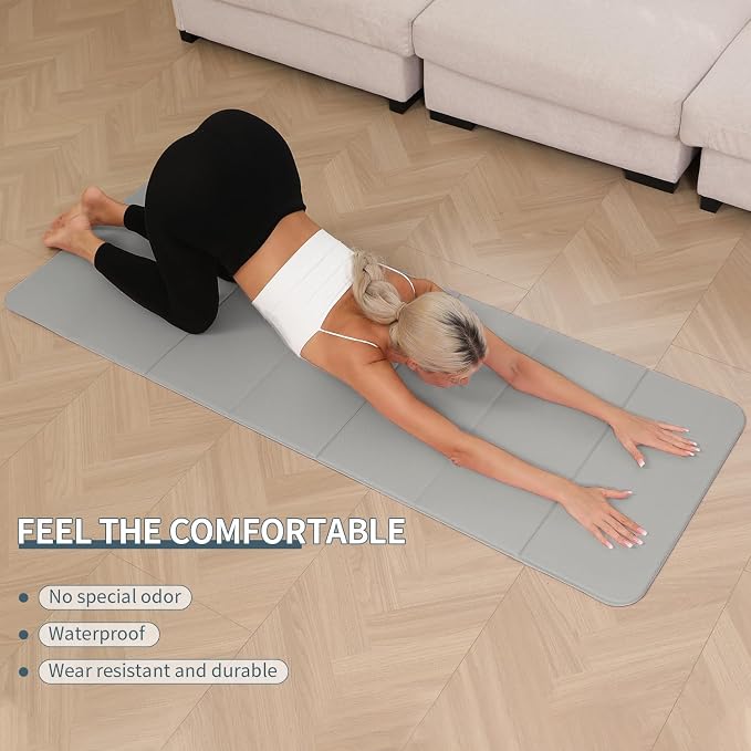 PAIDU Foldable Yoga Mat - 10mm Extra Thick, 75"26" Non-Slip Exercise Fitness Mat | SGS Eco-Certified, Portable for Yoga/Pilates/Studio/Home Workout