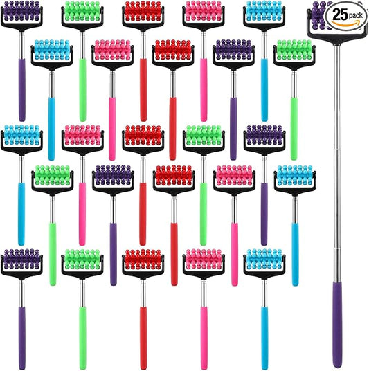 LemonRoad 25 Pieces Back Massager Bulk Gifts for Men Women Handheld Back Scratchers Bulk Telescopic Muscle Massager Roller Massage Gift for Coworker Neck Stick Tool Adults Body Relax, Assorted Color