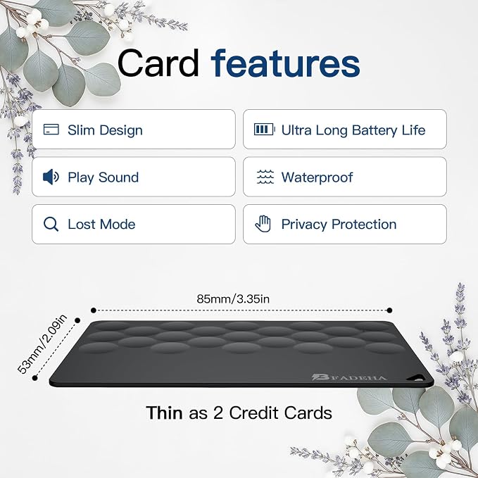 2026 Apple MFi Certified Wallet Tracker Smart Card for Find My | Ultra Thin Air Tracker Tag for Travel, 5 Years+ Staying Power, IP69 Waterproof, Key Finder & Item Locator for Bags, Passport