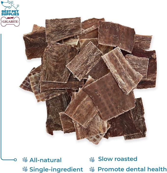 GigaBite Beef Esophagus Dog Treats - Natural Gullet Sticks for Dogs, High Protein Single Ingredient Dog Chews, Rawhide Free Dental Dog Treats for All Dog Breeds - Strips Taffy, 1 Pound (Pack of 2)