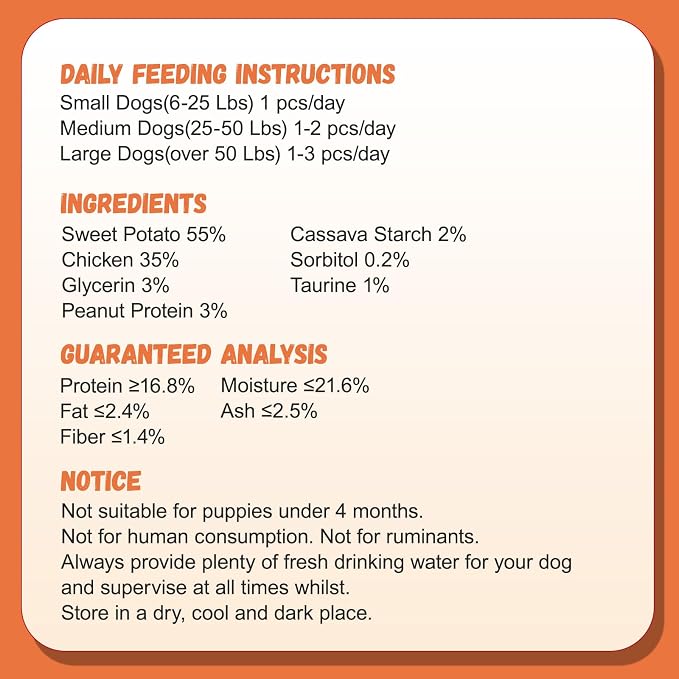 Pawmate Dog Treats Chicken Jerky Wrapped Sweet Potato Healthy Snacks 10.6oz | Low Fat High Protein, Chewy Training Rewards Treats w/Taurine, for Small Medium Large Breeds, 13-17 Counts