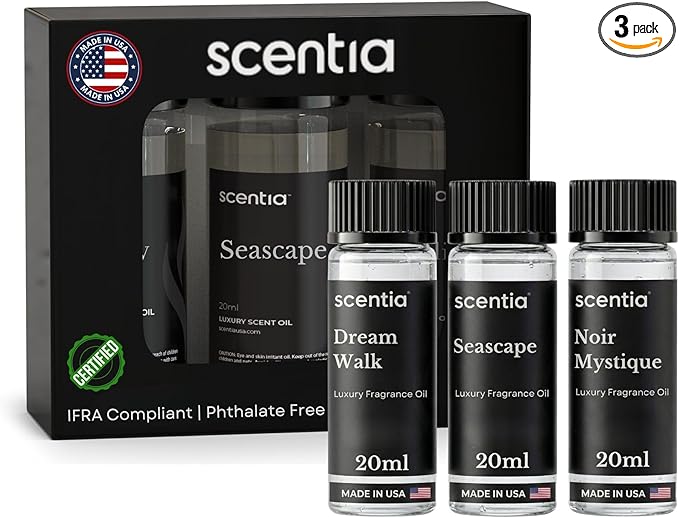 Scentia Luxury Fragrance Collection Diffuser Oils – 3×20 ml Aromatherapy Set | Premium Scents Inspired by 5-Star Destinations | Long Lasting Aroma, Gift-Ready Essential Oil Blend