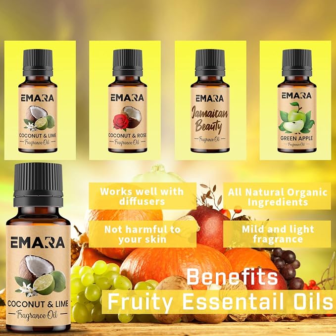 EMARA All Natural Fruity Jamaican Beauty Essential Oil for Diffusers, Skin Care, Aromatherapy Fragrance Oil, Organic Therapeutic Grade 15 mL (1/2 fl oz)