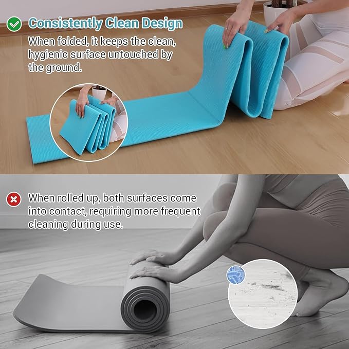 Avoalre Folding Yoga Mat, Eco-Friendly PVC Travel Yoga Mat Packable, Double Sided Non-Slip Printed Yoga Mats with Bag for Home Workout Gym Exercise Fitness Pilates Stretching (72" x 32" x 0.24" Thick)