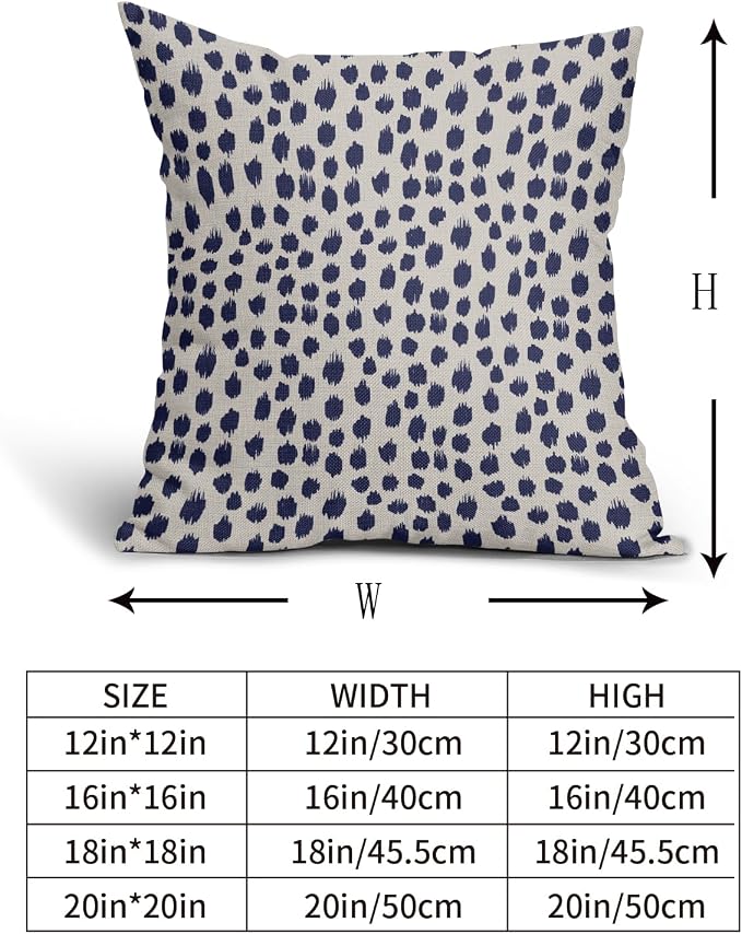 Navy Blue Cream Polka Dot Pillow Covers 22x22 Set of 2 Outdoor Modern Art Throw Pillows Boho Design Brush Strokes Decorative Pillowcase Square Cushion Cover Linen Pillow Case for Home Sofa Couch Bed
