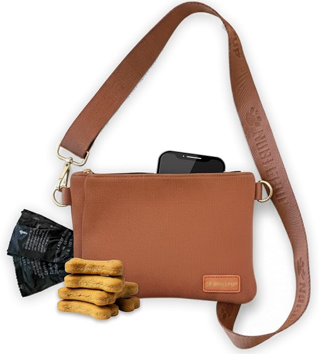 Dog Treat Pouch, Crossbody Treat Bag with Secure Pockets, Poop Bag Dispenser for Dog Moms, Walks, & Training