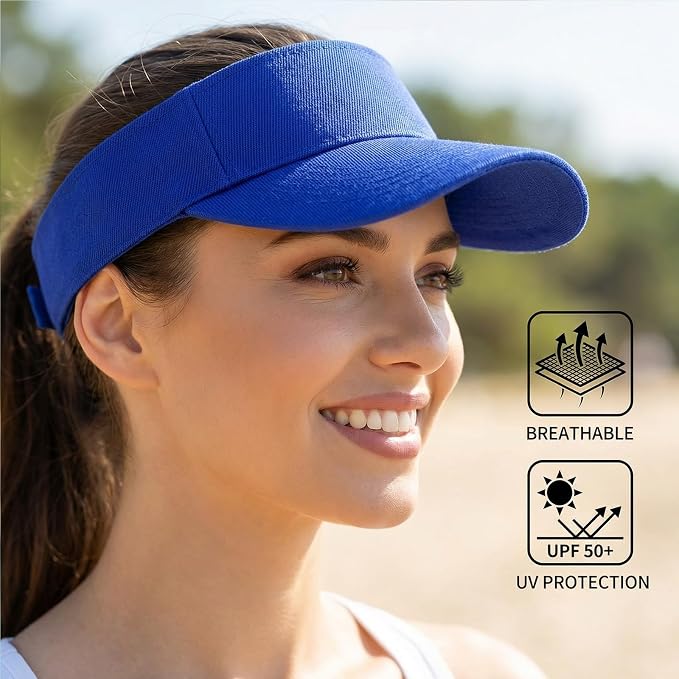 Topbuti Sports Sun Visor Hats for Women Men Adjustable Cotton Beach Baseball Tennis Golf Hat Caps UV Protection Visors