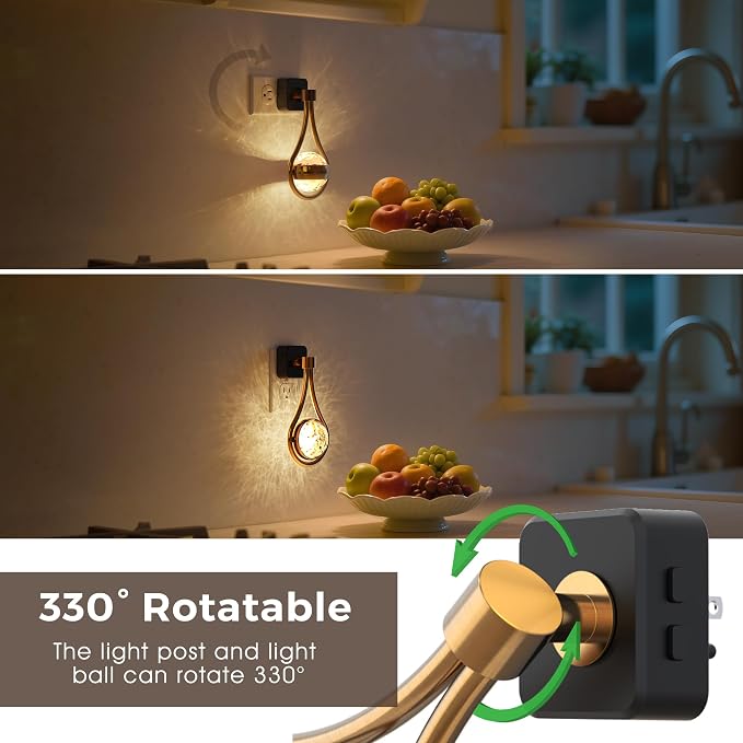 L LOHAS LED Night Lights Plug Into Wall, Star Projector RGB Night Light | 10 Color Change, Dusk to Dawn Sensor, 330°Rotating Globe Night Light for Bedroom, Hallway, Home Decor, Gaming Room