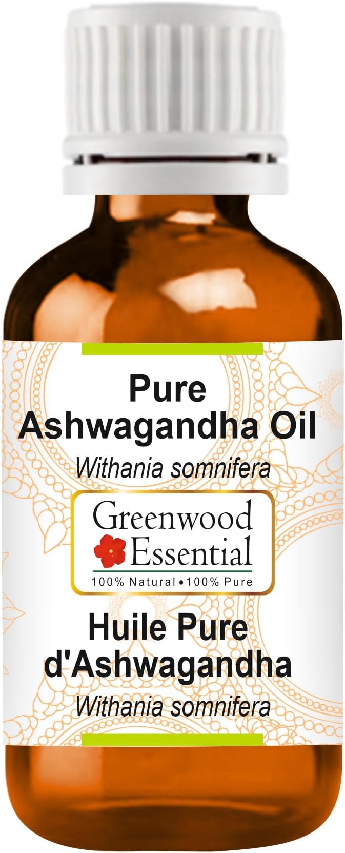 Greenwood Essential Ashwagandha Oil (Withania somnifera) | Infused | Pure | Non-Sticky | Lightweight | Ayurvedic | for Body Massage | Men & Women | 10ml (0.33 oz)