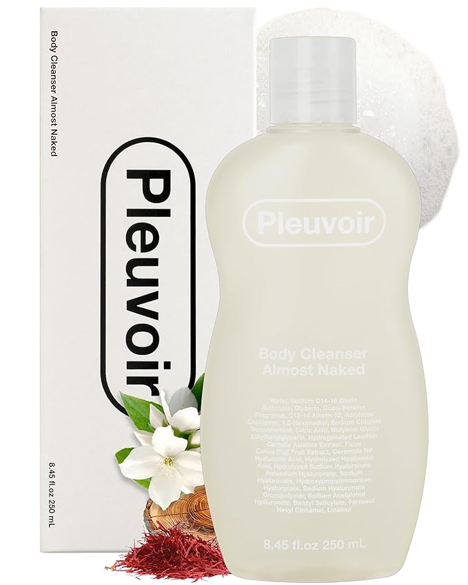 Pleuvoir Almost Naked Perfume Body Wash – Moisturizing Rich Foam (Skin Scent) | French MANE Jasmine Rose Cashmere | Multi-HA Complex, Ceramide | Unisex, Vegan K-Beauty, 8.45 fl.oz