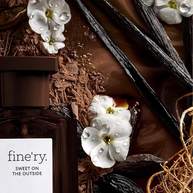 Fine'ry Vanilla Gourmand Sweet on the Outside Perfume for Women & Girls - Vanilla, Cacao Wood & Smoked Vetiver - Warm, Long-Lasting, Full Size Hair & Body Cologne Parfum Fragrance (60mL)