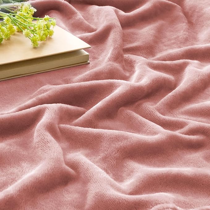 BEDELITE Fleece Blanket Soft Plush Twin Size Blanket Dusty Pink 60"x80" | Ultra Soft Fleece, Plush Microfiber, Lightweight Warmth, All Season Comfort, Fade Resistant, Machine Washable, Couch Sofa Bed