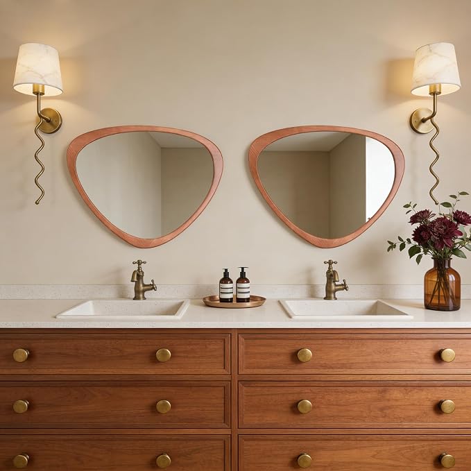 Asymmetrical Mirror, Irregular Wall Mirror for Bathroom, Wall Mirrors Decorative for Bedroom Living Room Entryway Hall, Unique Wall Mirror 25" x 20"
