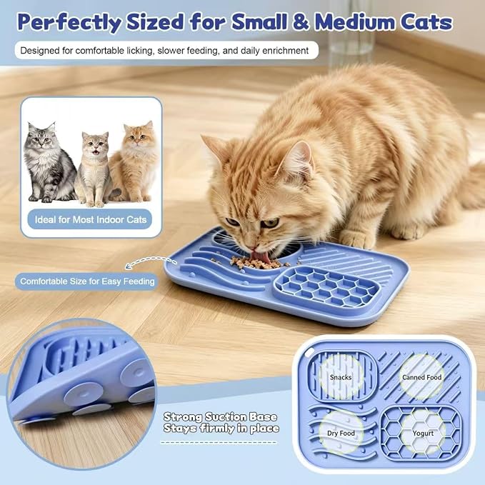 AZY 3-Piece Slow Feeder Cat Bowl Set with Strong Suction Cups