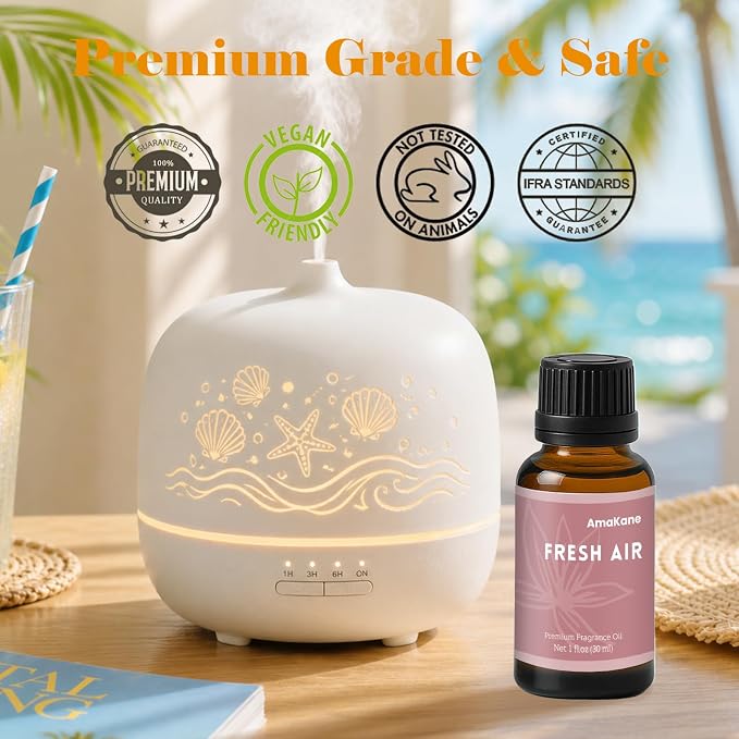 AmaKane Fresh Air Fragrance Oil, Summer Essential Oil for Diffuser, Fragrance Oil for Candle Making, DIY Soap Making Scents, Diffuser Oils for Home, Aromatherapy Oils, 30ml