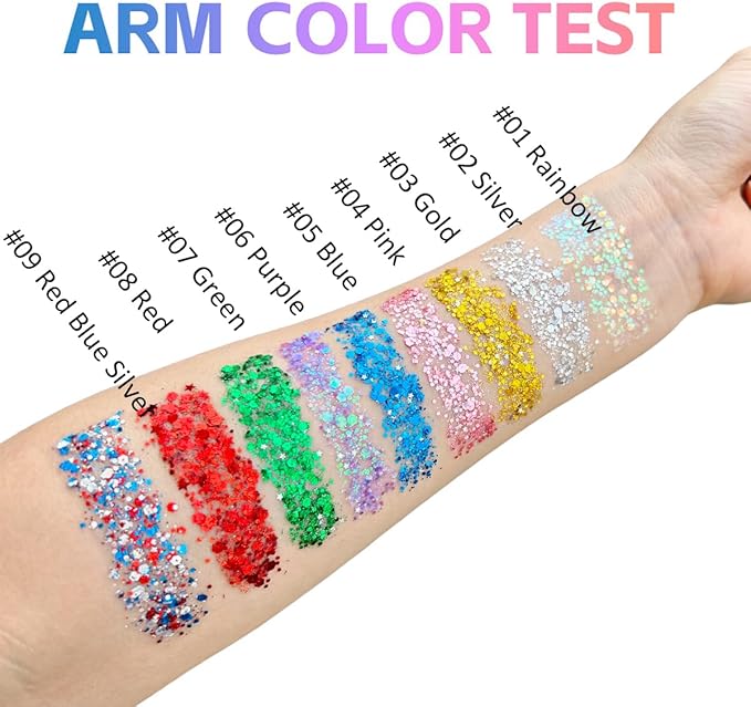 Mysense Gold Body Glitter Stick,Mardi Gras Accessories,Sparkling Face Hair Glitter,Mermaid Sequins Chunky Glitter Face Paint,Singer Concert Outfit Festival Rave Accessories for Women and Kids