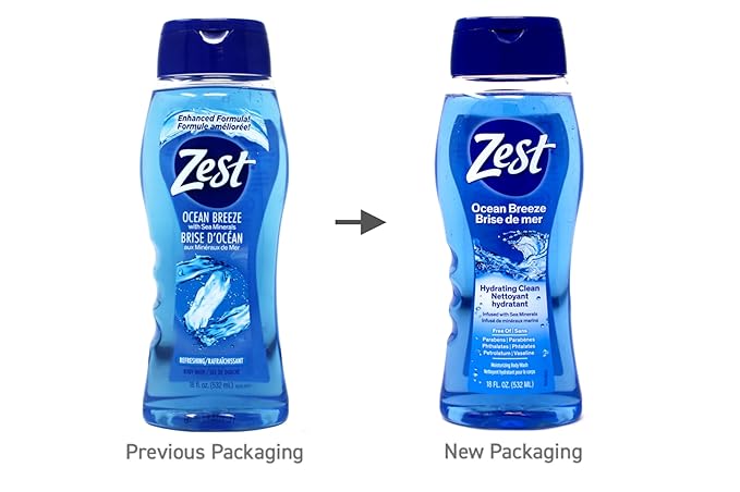 Zest Ocean Breeze Body Wash 18 oz (Pack of 6)