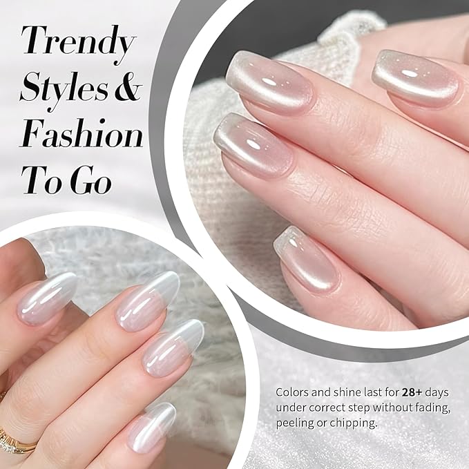 BORN PRETTY Silver Cat Magnetic Eye Gel Nail Polish Crystal Glass Cat Magnetic Shimmer Gel Polish Glass Magnetic Gel Gift 15ML