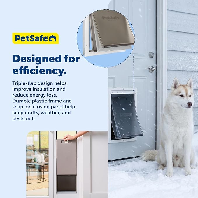 PetSafe Extreme Weather Plastic Pet Door, Insulated 3-Flap, Large