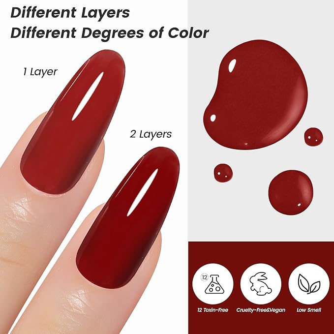 YTD Likomey Ruby Red Gel Nail Polish,15ml Salon Home DIY Nail Art Manicure and Pedicure Fall Winter Soak Off UV Color Varnish,CS411
