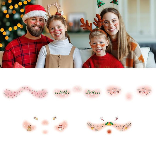Christmas Blush & Freckle Stickers-5 Sheets Glitter Christmas Face Patches for Women Girls, Cute Makeup Freckles for Party & Festive