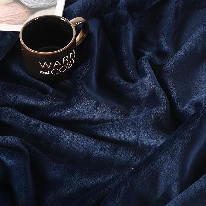 TASTHROW Navy Throw Blanket 60x80 Inches | Soft Plush Cozy Fleece Flannel Throw Blanket, Lightweight Warm Throws for Bed, Couch, Bedroom and Living Room, All Seasons