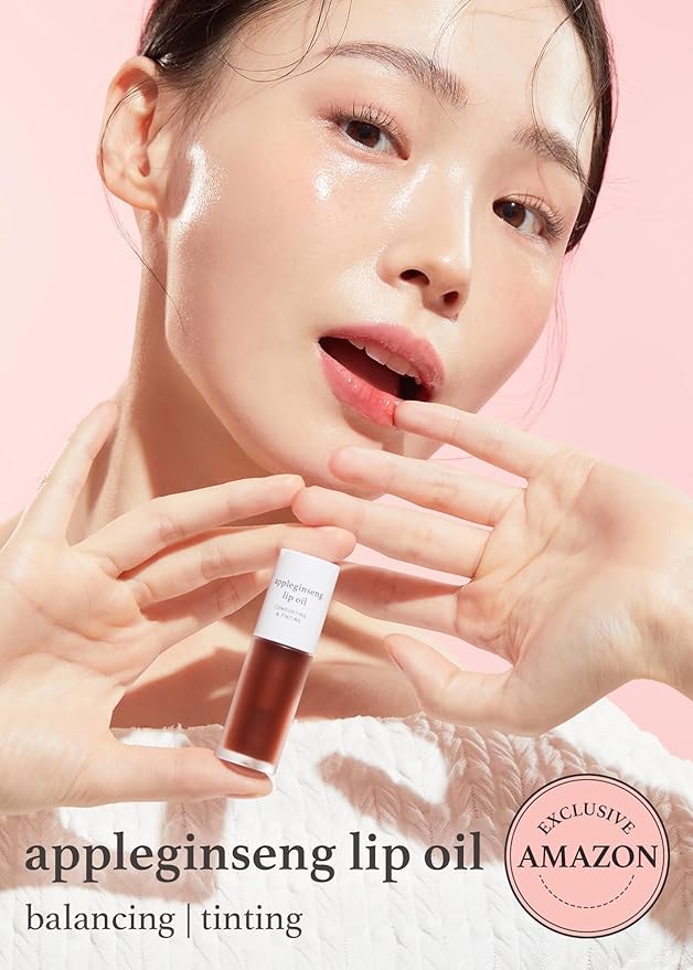 NOONI Korean Vegan Lip Oil - Applewine, 0.12 Fl. Oz. + Korean Lip Oil - Appleginseng, 0.12 Fl. Oz. Bundle