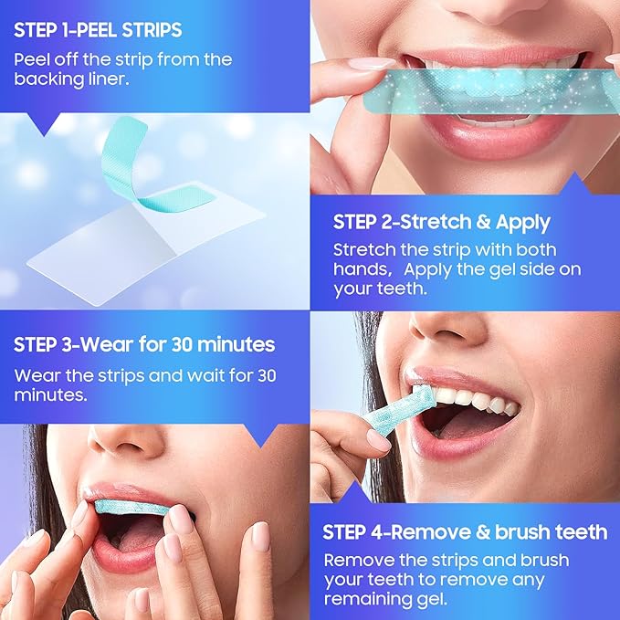 luanerl Teeth Whitening Strips 56 Strips - 28 Treatments,Peroxide & Sensitivity Free,Enamel Safe with Soothing Natural Ingredients for Deep Stains Removal