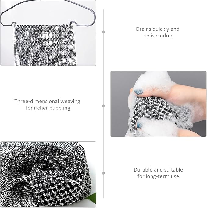 Exfoliating Shower Towel, Exfoliating Skin Bath Towel, Premium Scrub Wash Cloth for Face & Body Scrub Towel, All Skin Types for Men and Woman (Black)