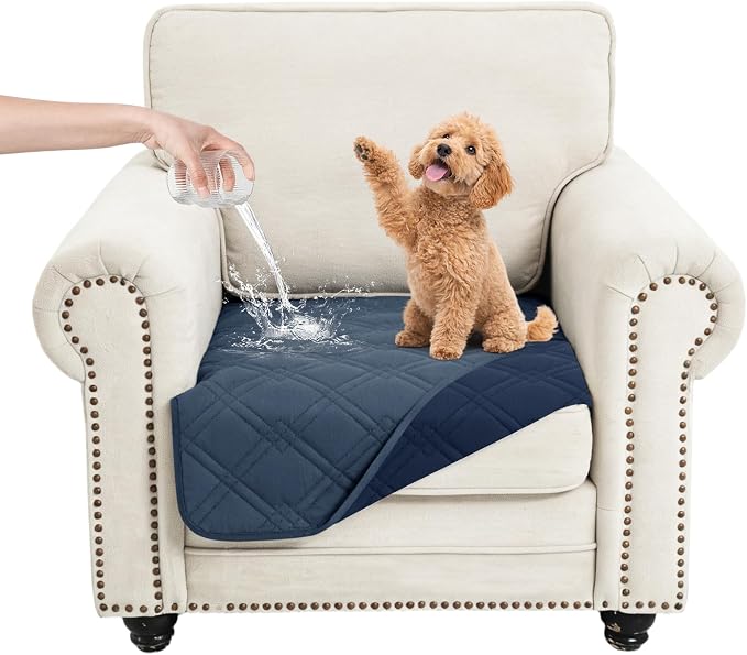 100% Waterproof Washable Dog Blanket, Berlin Blue+Navy Blue 30"x30" | ,7-Layer Reversible Couch Covers for Dogs Met for Sofa Furniture Car Camping