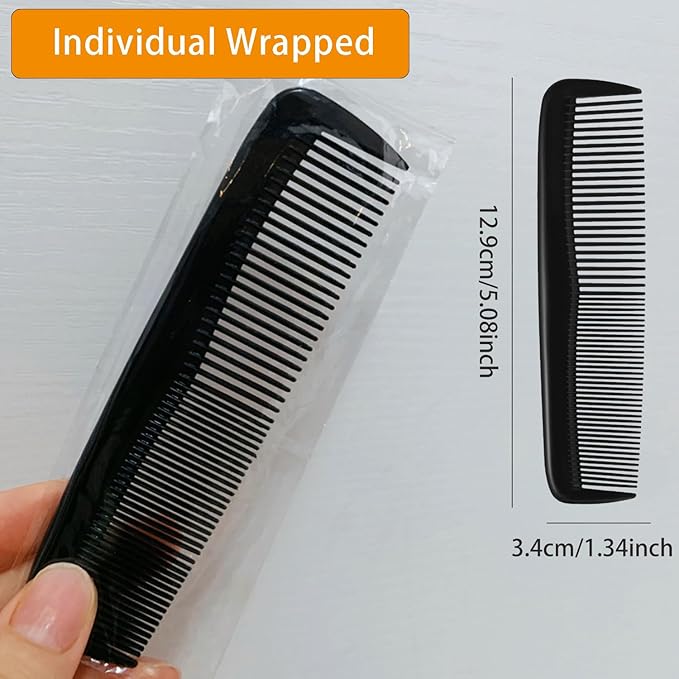 100 Pieces Hair Combs Bulk, Individually Wrapped, Pocket Hair Comb Set Fine Tooth Dressing for Women/Men, Travel, Hotel, Airbnb, Operation Christmas Child Shoeboxes, Homeless, Shelter, Charity