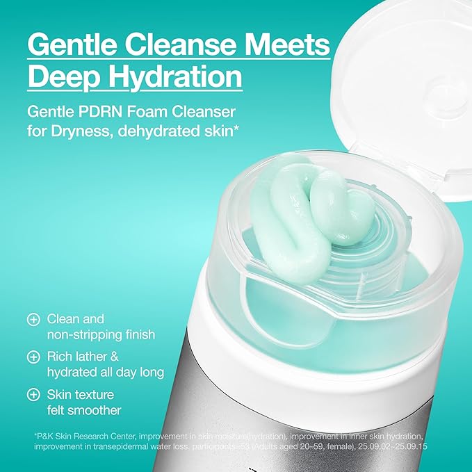 ANUA PDRN Hyaluronic Acid Moisturizing Cleansing Foam, Hydrating Facial Cleanser for Dry Skin, Daily Gentle Face Wash with Salmon DNA, Balancing & Pore Care, Korean Skincare (5.07 fl oz)