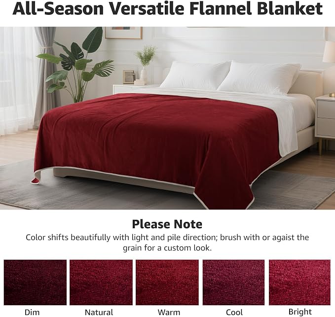 LOOBANI King Size Waterproof Blanket, Oversized Bed Cover, 85"x108", Red | Reversible Flannel Dog Blankets for Large Dogs, Spill-Proof Couch Cover for Family Movie Nights, Camping, Travel, Noise Free