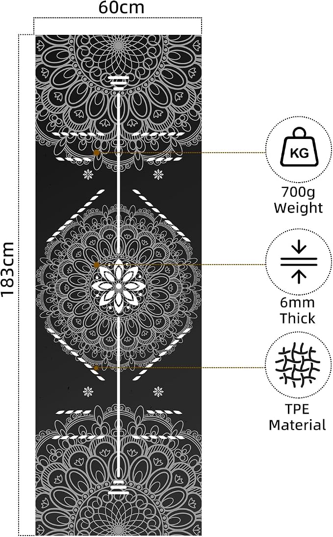FOLAI Extra Thick Yoga Mat 6mm，pilates mat thick - Non-Slip Exercise Mat for HIIT, Pilates & Home Workouts & Workout with Free Carry Strap