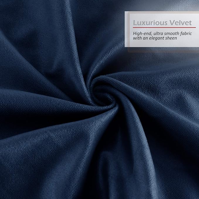 Throw Pillow Inserts Pack of 2 with Velvet Soft Solid Decorative Square Throw Pillow Covers Set for Sofa Couch Car Bedroom, 22X22 Throw Pillows Inserts with 20x20 Washable Cushion Covers, Navy Blue